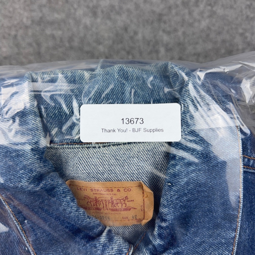 VTG Levi's Denim Jacket Mens 42 Blue Trucker Type 3 80s Canada 70506-0216 - Picture 12 of 12